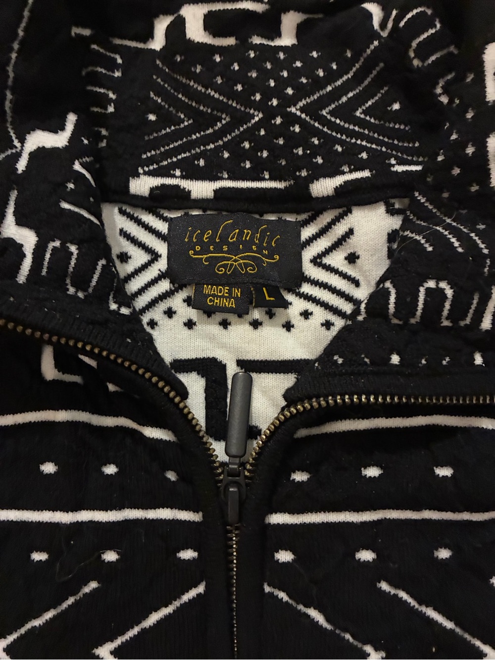 Icelandic Design Black & White Teddy Zip-Up Jacket